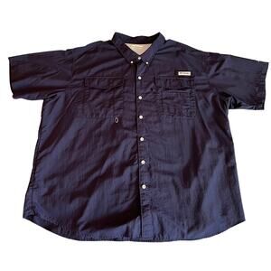 Men's Columbia PFG Short Sleeve Fishing Shirt, Omni-Shade UPF 4X Navy